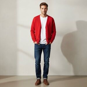 VTG Jantzen Red Cardigan Sweater Mens XL 90s American Heritage Old School Preppy